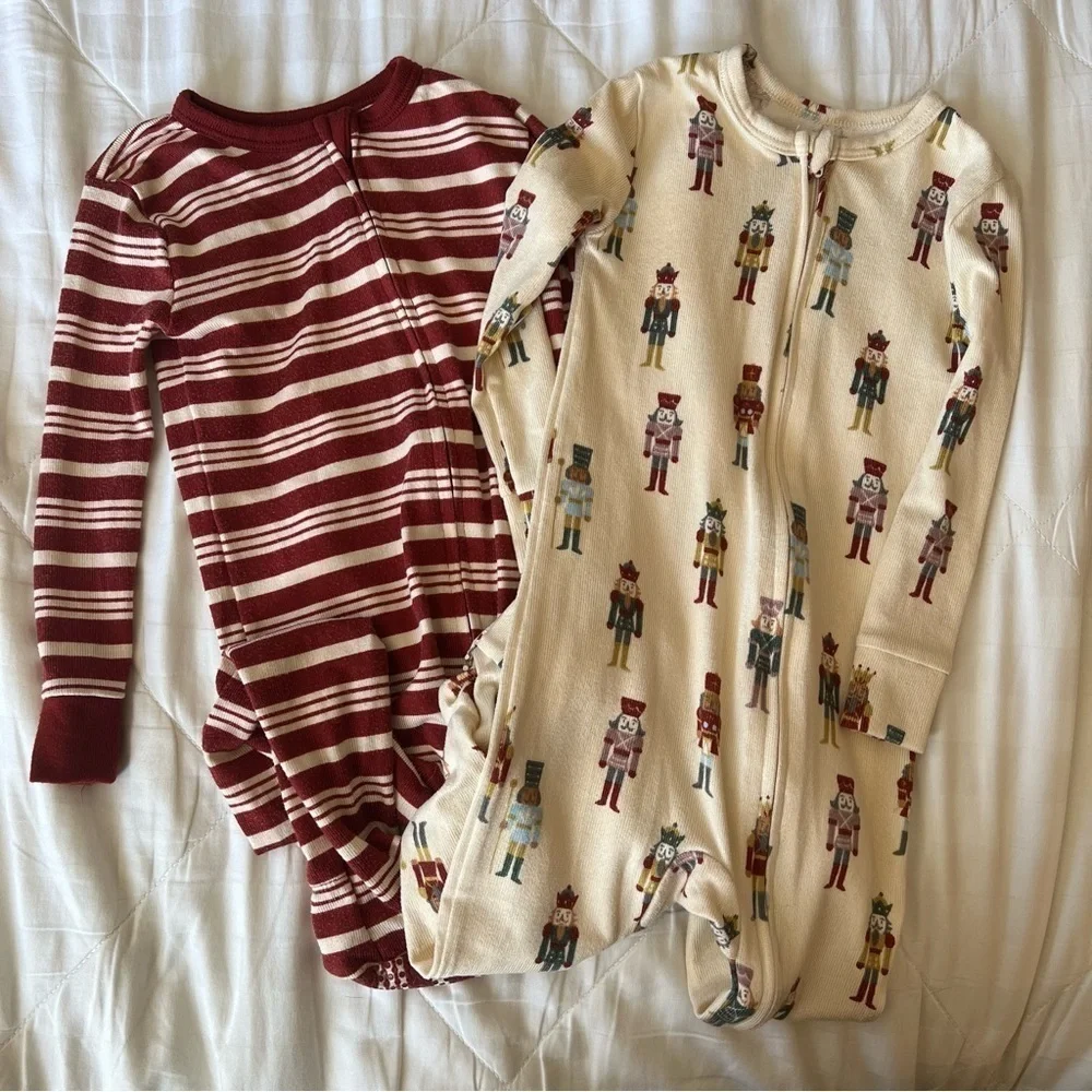 Set of Two Little Co by Lauren Conrad Holiday Zip Up Footie Pajama Size 18 Month